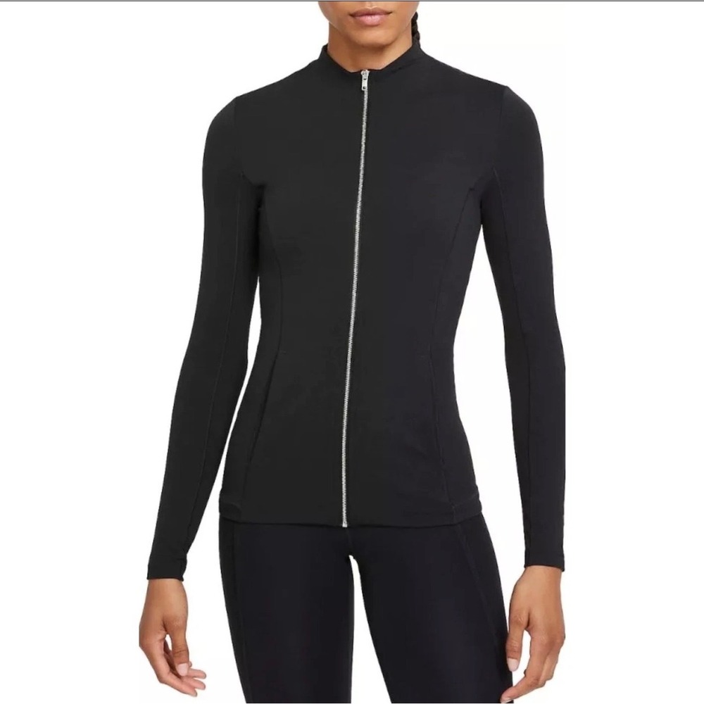 Nike Yoga Luxe Dri-FIT Fitted Jacket Size Medium Black Full Zip Mock Neck